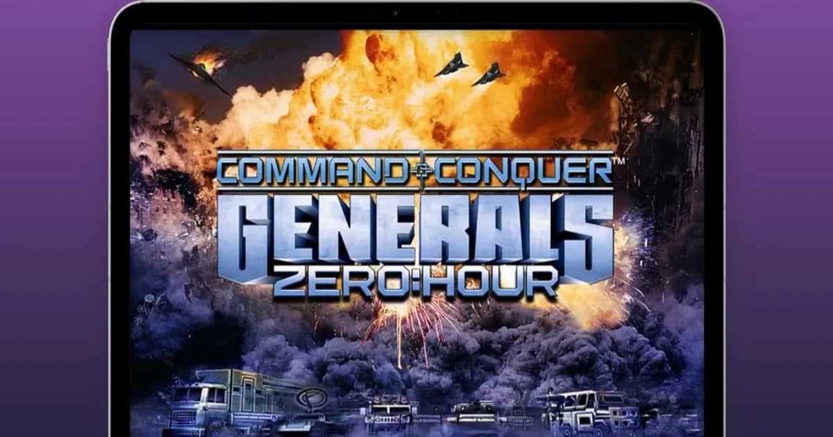 Tampilan game Command & Conquer Generals Zero Hour berjalan di iPhone dengan kontrol sentuh