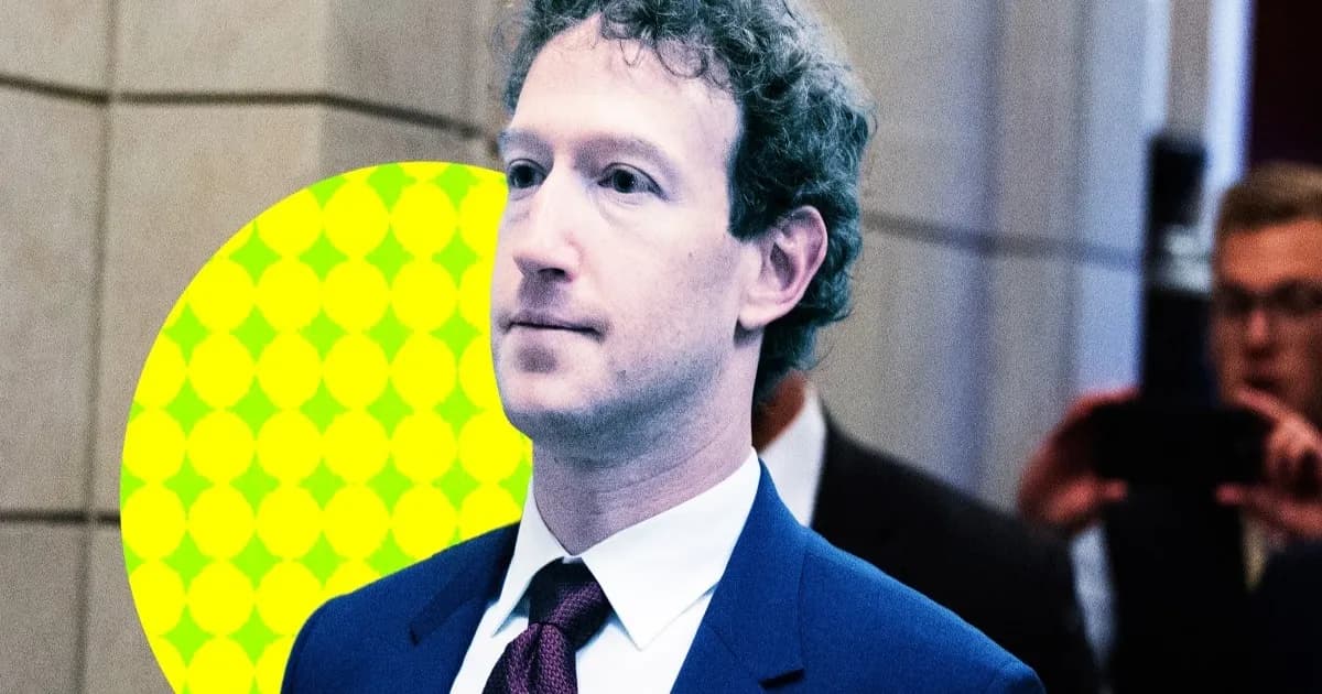 Ilustrasi Mark Zuckerberg dengan ekspresi serius di tengah masalah AI Meta
