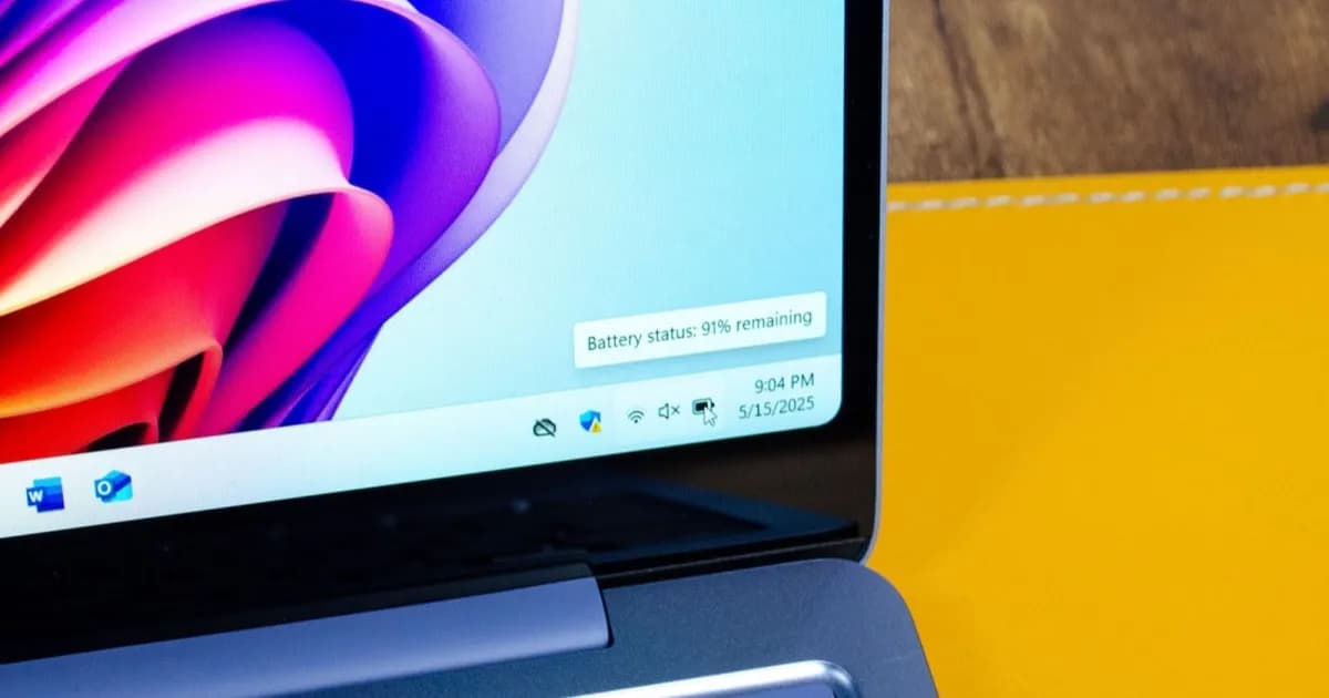 Ilustrasi daya tahan baterai laptop dengan indikator pengisian daya