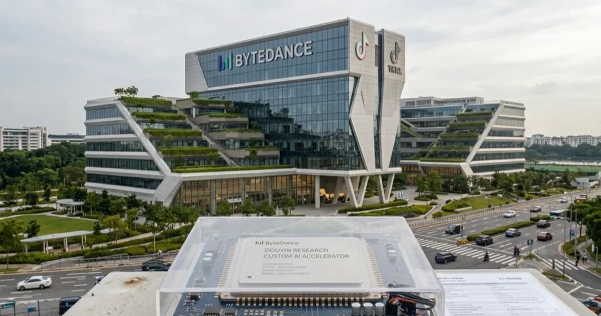 Ilustrasi chip prosesor buatan ByteDance untuk kebutuhan komputasi AI internal perusahaan.
