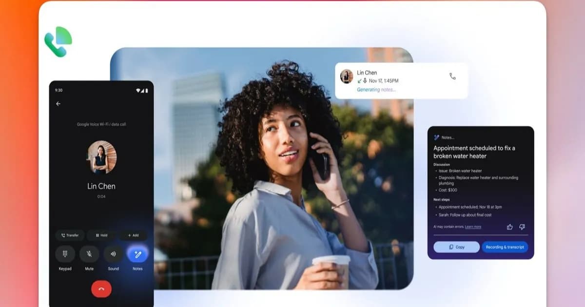 Google Voice Notes fitur AI note-taking untuk panggilan telepon