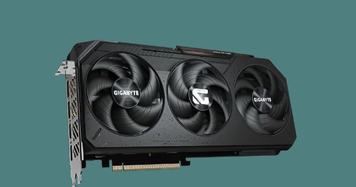 Kartu grafis Gigabyte Gaming Radeon RX 9070 GRE dengan desain kipas ganda
