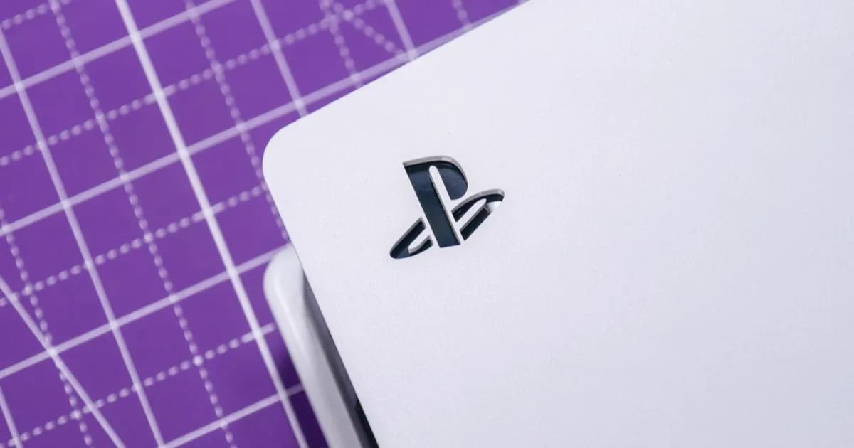 ilustrasi konsol PlayStation 6 dengan latar belakang futuristik
