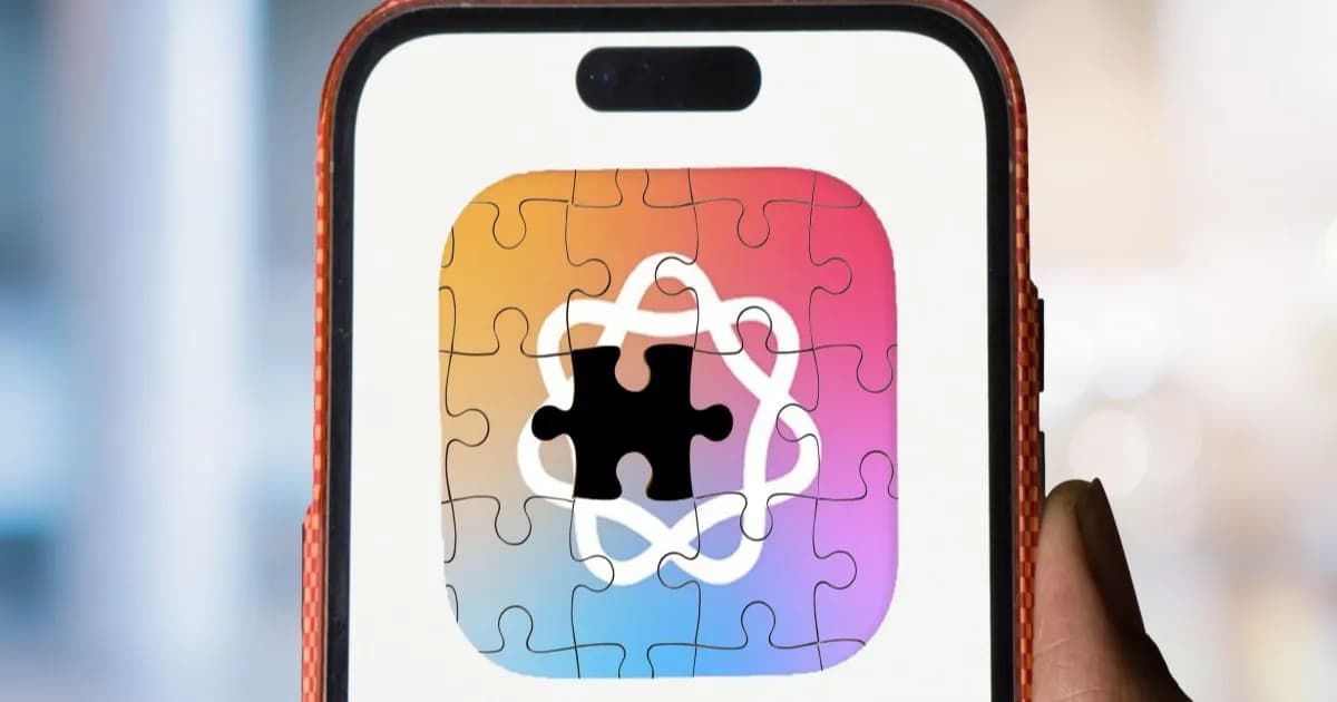 Logo Apple Intelligence berbentuk puzzle di layar iPhone