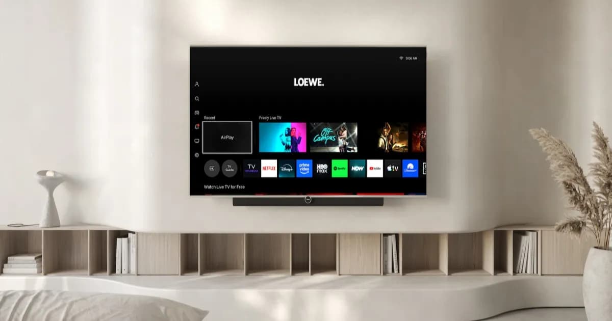 Lifestyle image of the Loewe Antares TV in a neutrally decorated living room