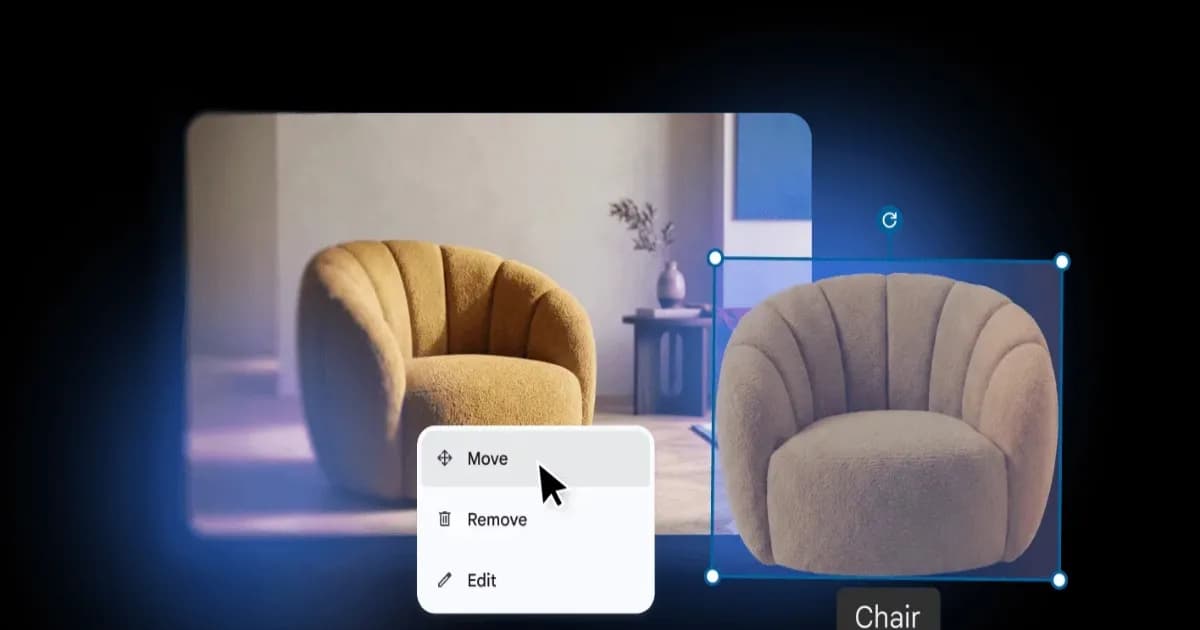 Logo Google dengan teks Google Pics dan latar belakang gradien biru-ungu