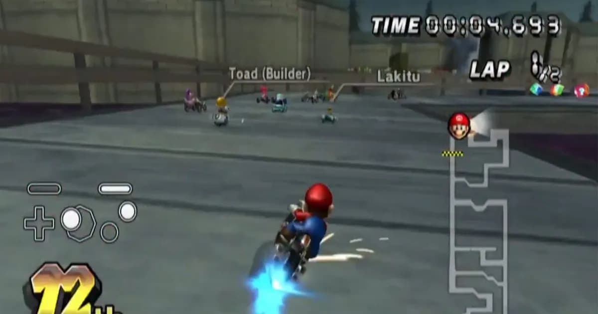 Tampilan gameplay Mario Kart Wiicompiled dengan visual jernih di PC