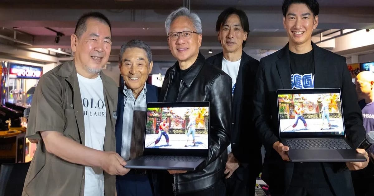 Ilustrasi chip RTX Spark Nvidia dengan logo Sega Virtua Fighter Crossroads