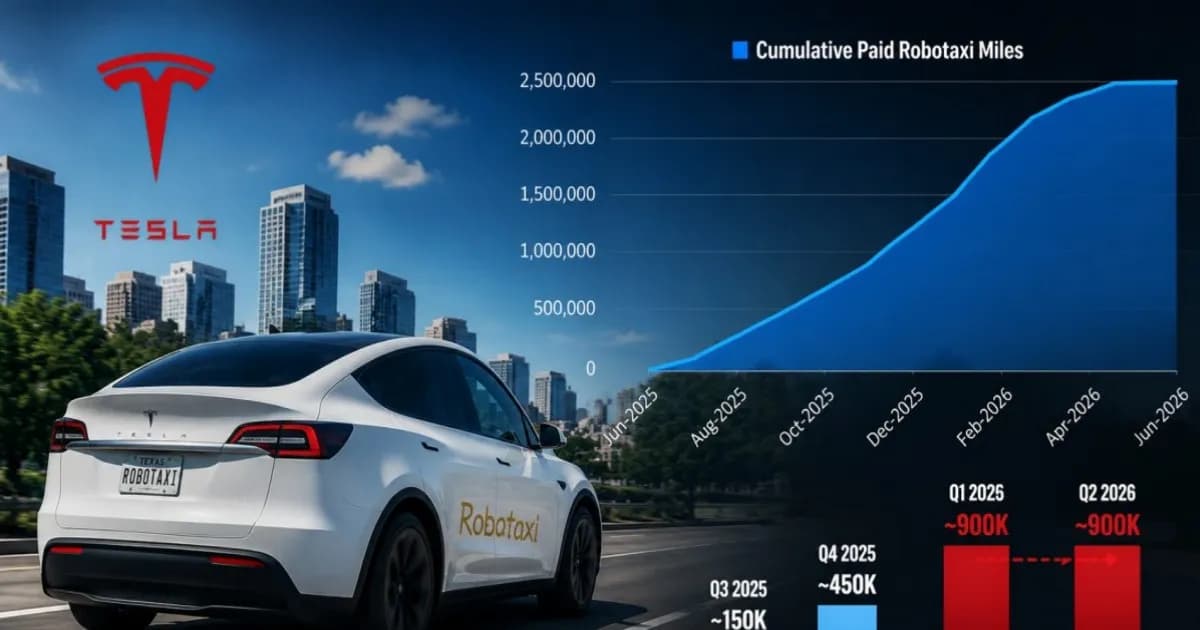 Grafik kumulatif Robotaxi Tesla yang menunjukkan 2,4 juta mil berbayar