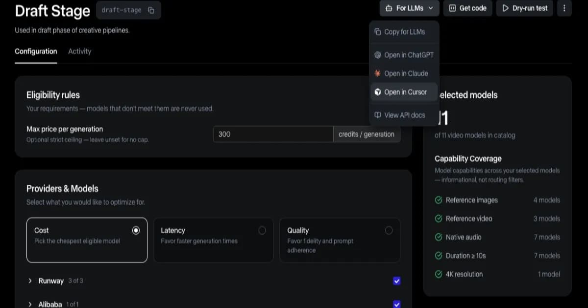 Runway Media Router untuk pengembang AI generatif