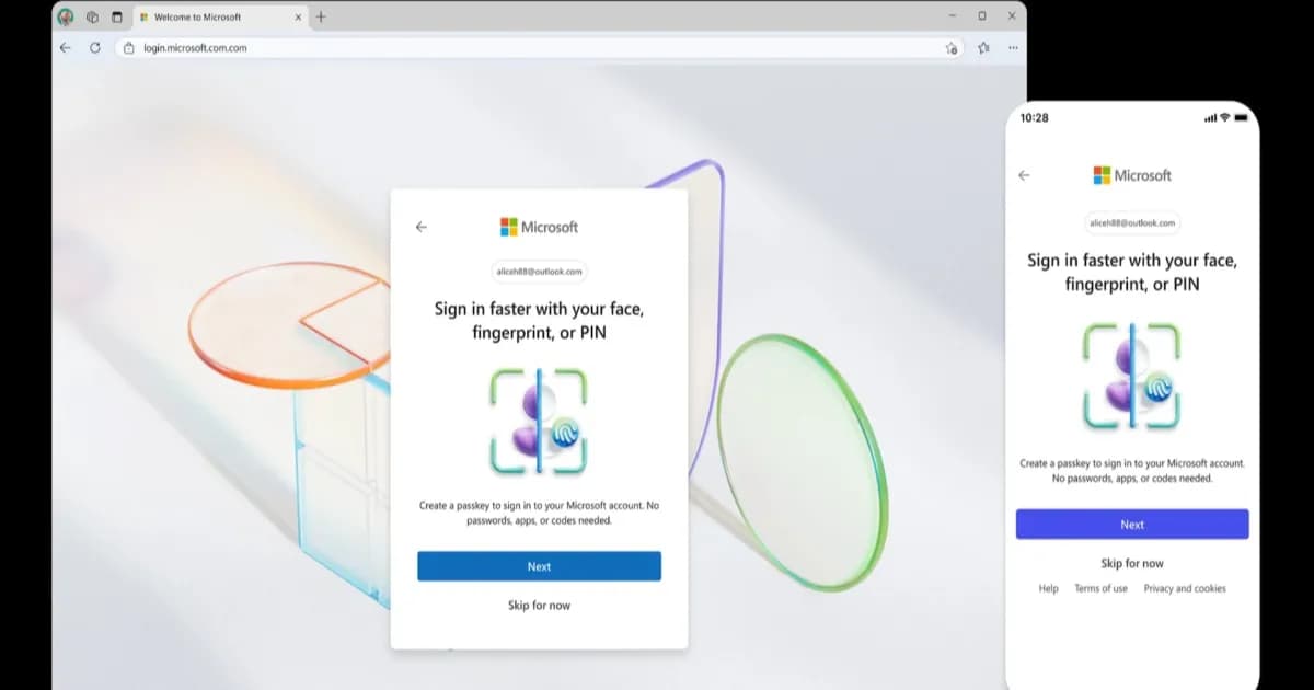 Ilustrasi konsep passkey sebagai metode autentikasi baru Microsoft untuk Entra ID