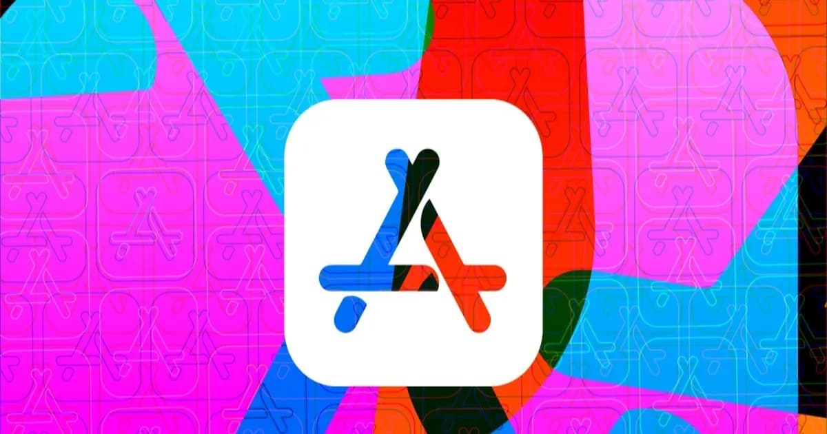 Ilustrasi logo Apple dengan latar belakang hukum dan gugatan, melambangkan tuntutan hukum terhadap App Store