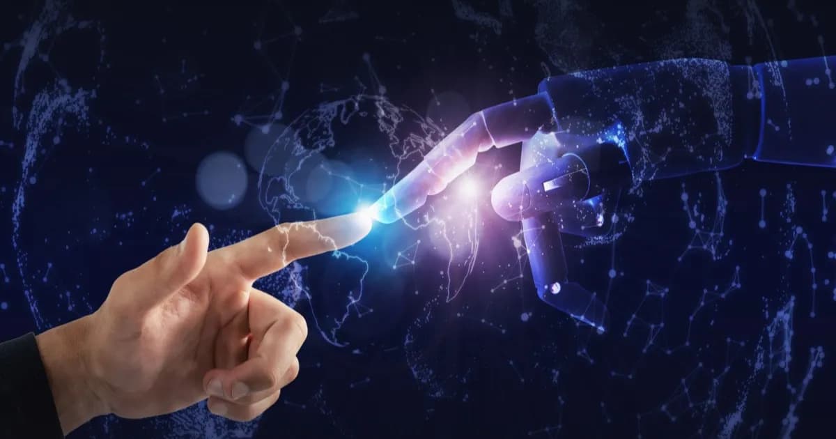 Ilustrasi persaingan AI global antara model China dan Barat dengan latar belakang digital