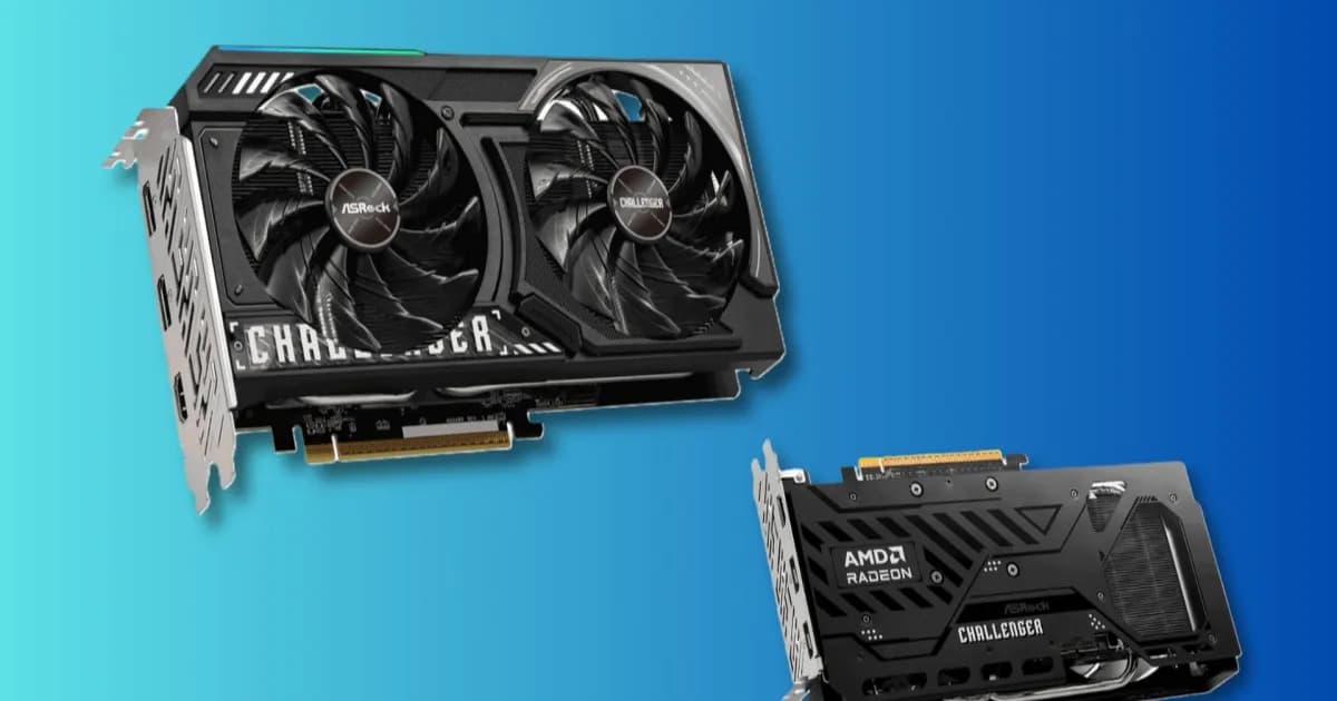 AMD Radeon RX 9050 dengan desain shroud hitam dan aksen perak
