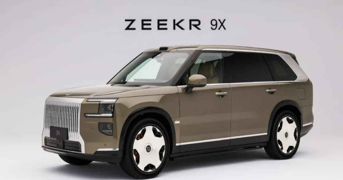 SUV Zeekr 9X varian lima kursi tampak samping dengan warna cokelat baru