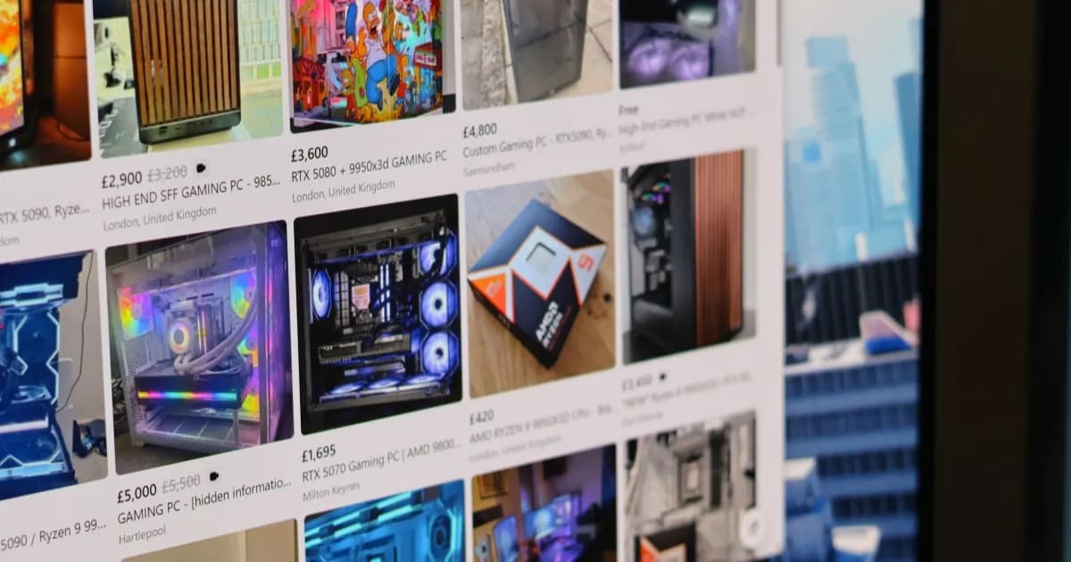 Ilustrasi komponen PC bekas yang dijual di marketplace