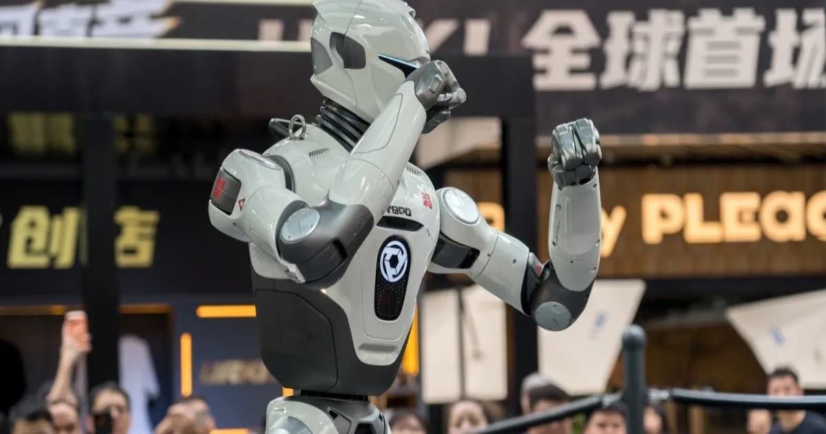 Ilustrasi robot humanoid dan robot anjing buatan China yang dilarang diimpor ke AS