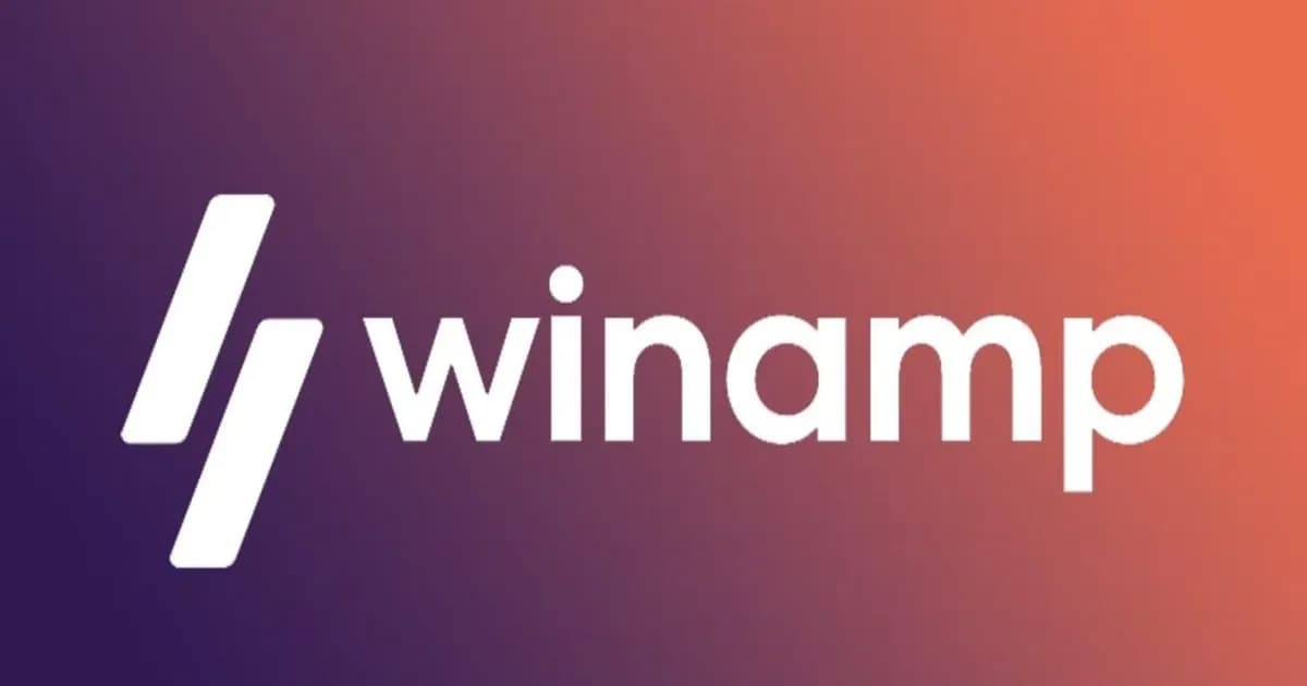 Logo Winamp dengan latar belakang gelap siap menyambut era streaming bersama Deezer
