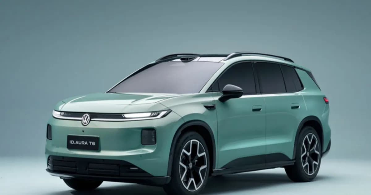 Volkswagen ID. Aura T6 SUV listrik dengan lampu menerus dan desain modern