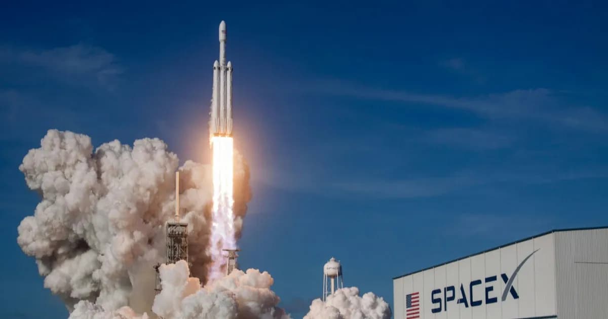 Ilustrasi roket SpaceX yang sedang meluncur ke luar angkasa