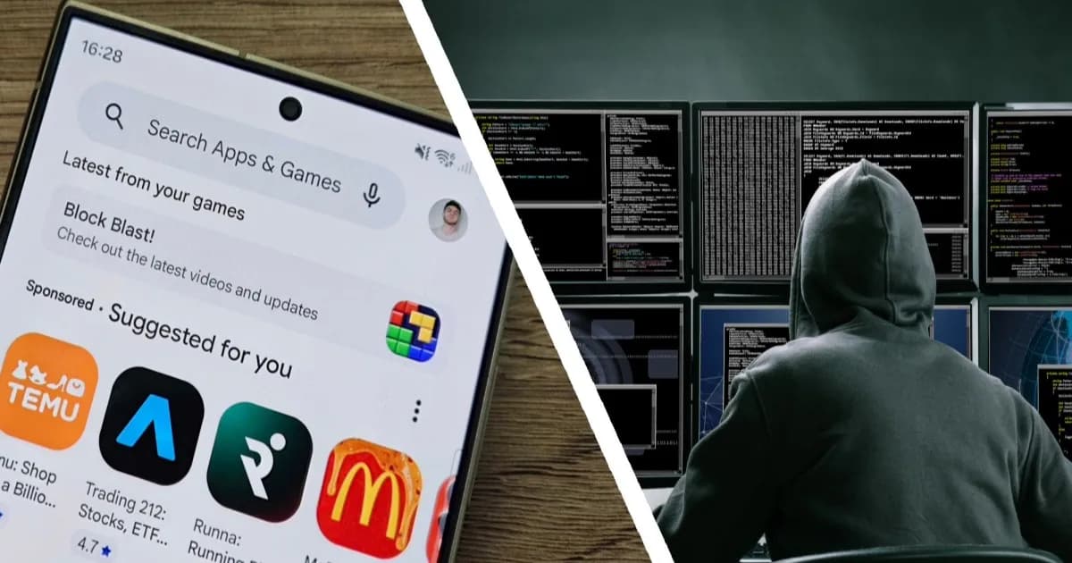 Ilustrasi aplikasi VPN Android di Google Play Store dengan peringatan keamanan