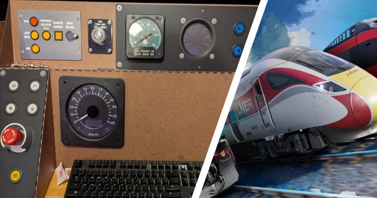 Simulator kereta Class 80x buatan Christopher Mitchell dengan dashboard asli dan komponen custom-made yang sangat detail