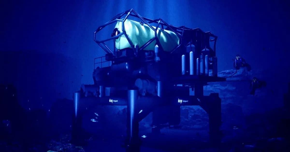 Habitat bawah laut Vanguard karya DEEP yang ditambatkan di dasar laut