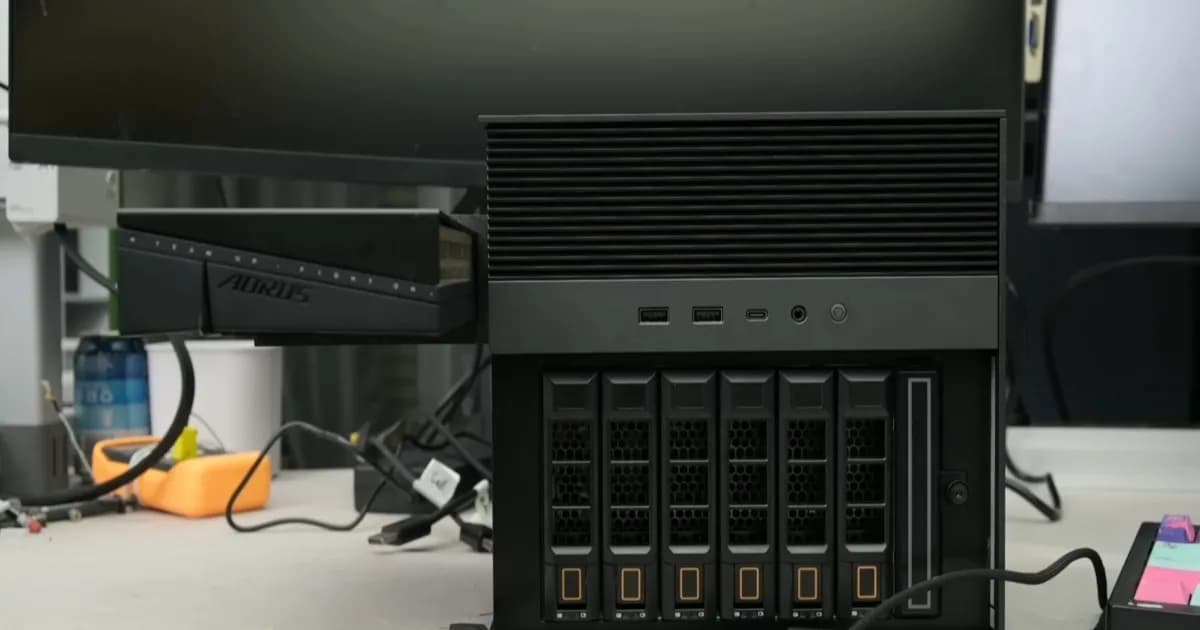 NAS ZimaCube 2 yang dimodifikasi menjadi PC gaming dengan kartu grafis RTX 5060