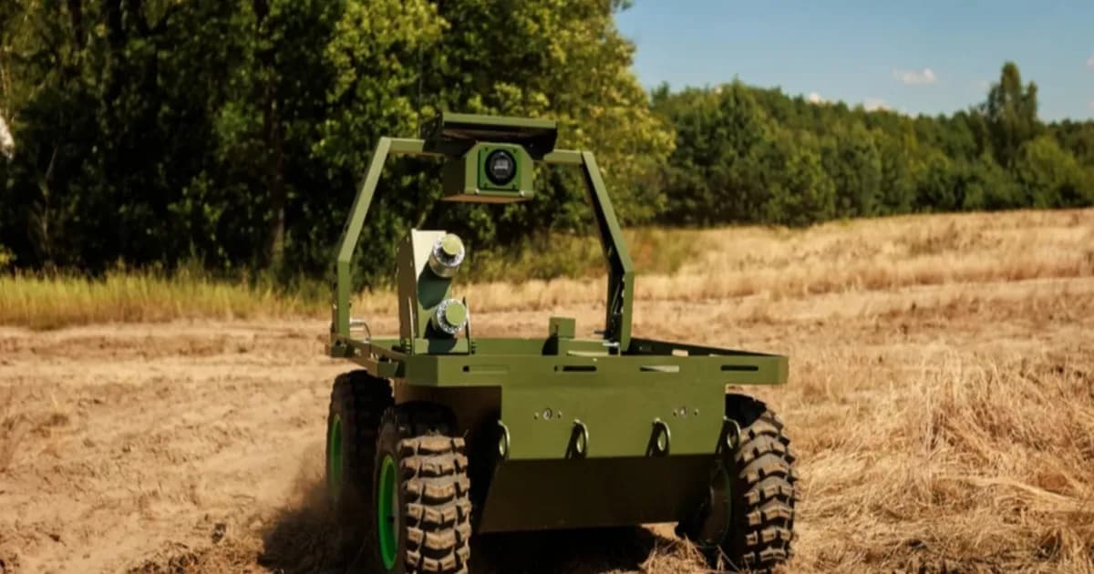 Robot darat VORON milik Ukraina dengan peluncur jaring untuk mencegat drone FPV