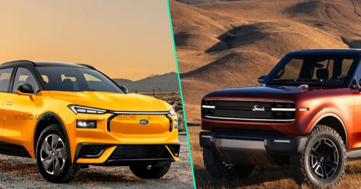 Rendering artistik Ford Fathom truk listrik pikap kelas menengah dengan harga di bawah US$30.000