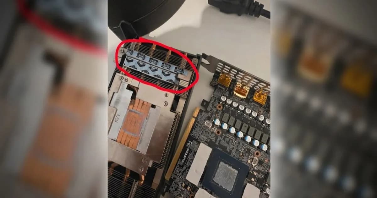 Film pelindung di atas thermal pad VRM di dalam GPU Gigabyte RTX 3070