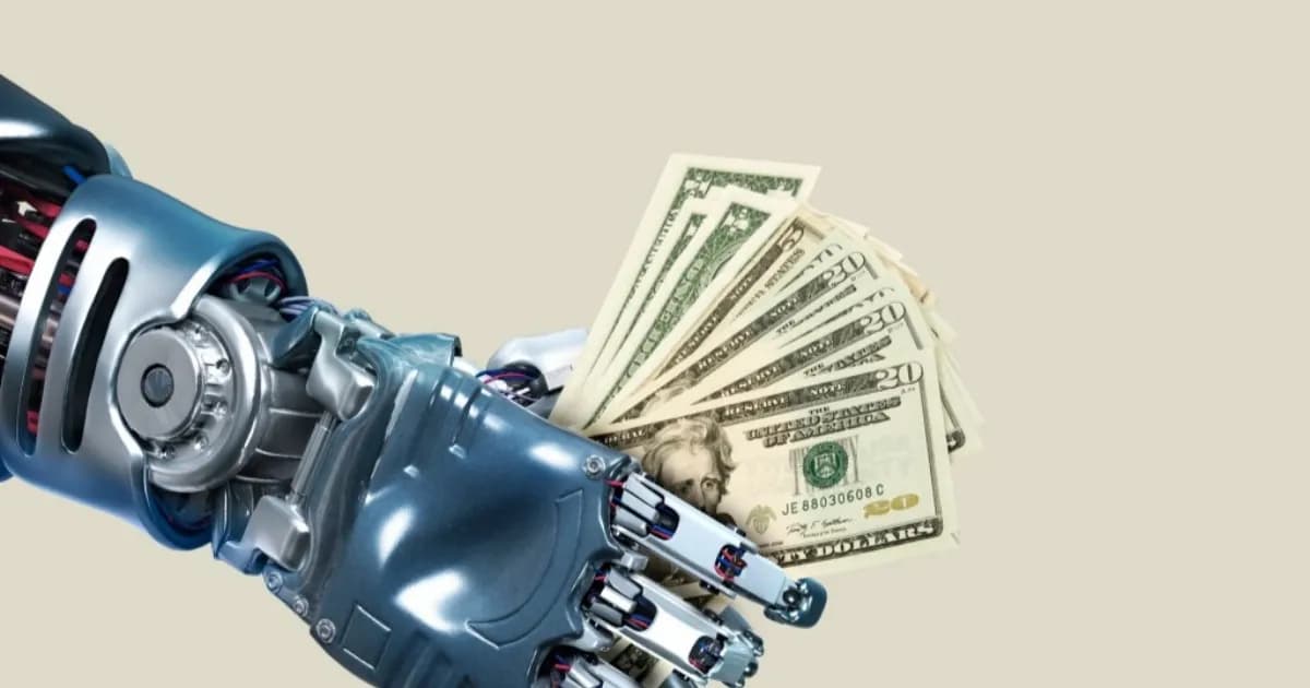 Ilustrasi logo General Intuition dengan latar belakang teknologi AI dan robotik