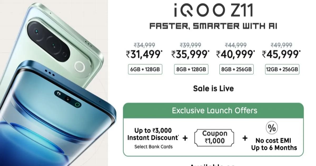 iQOO Z11 goes on sale in India dengan layar AMOLED melengkung