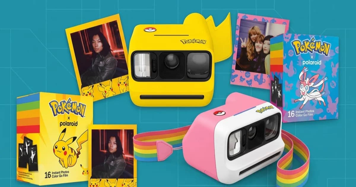 Koleksi produk Polaroid Go Generation 3 edisi khusus Pokémon dengan desain Pikachu dan Sylveon