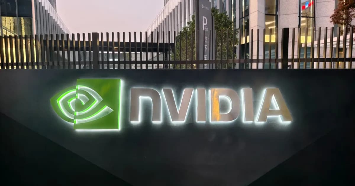 Logo Nvidia dengan latar gedung Capitol Washington sebagai simbol pengaruh politik perusahaan chip AI