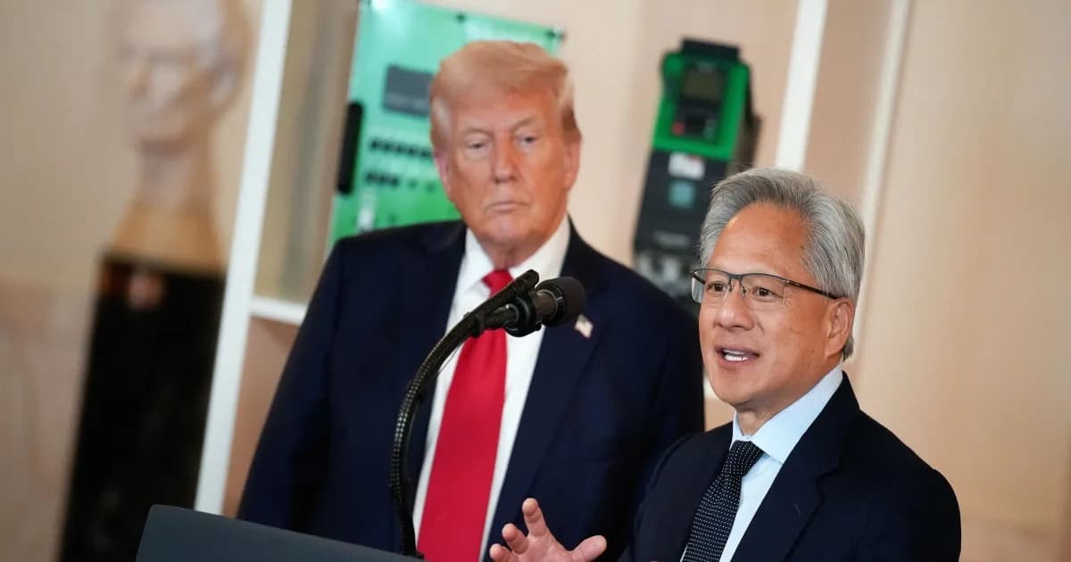 Jensen Huang CEO Nvidia menerima panggilan telepon di panggung rapat internal perusahaan