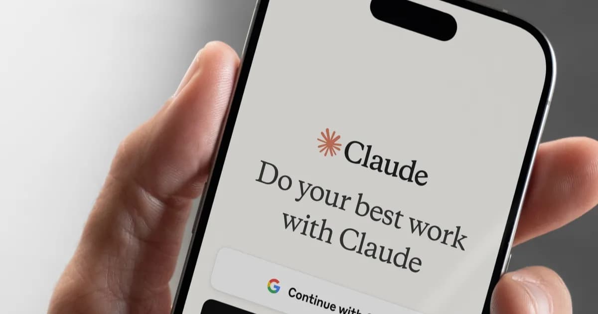 Ilustrasi aplikasi Claude di perangkat mobile dengan antarmuka chatbot