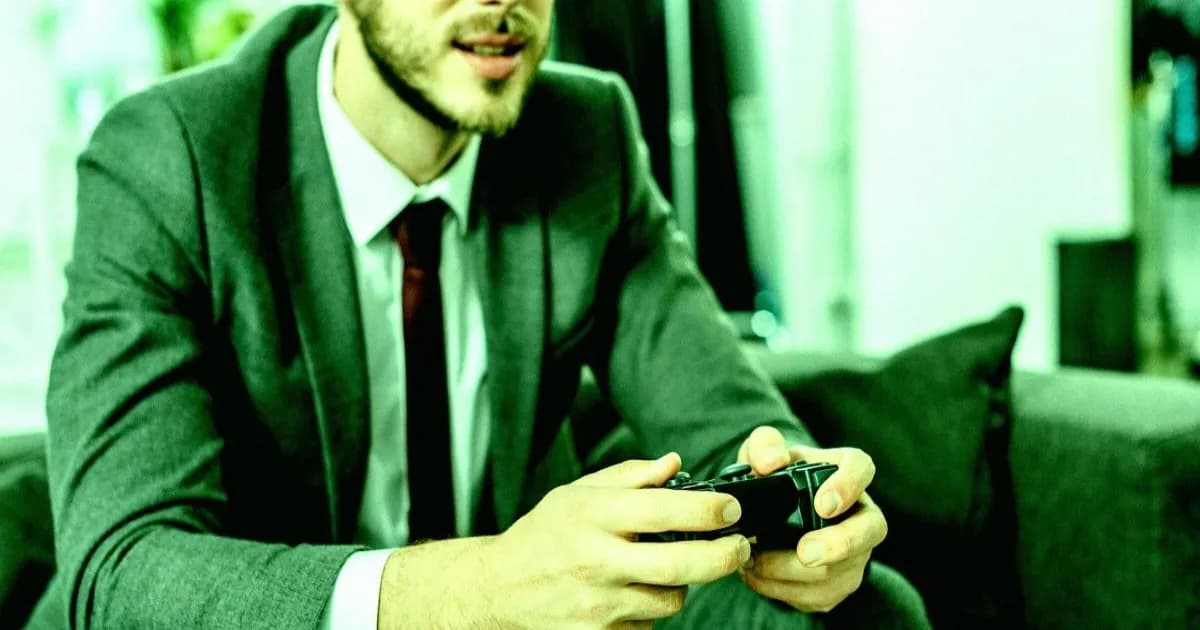 Ilustrasi karyawan bermain game GTA 6 saat jam kerja