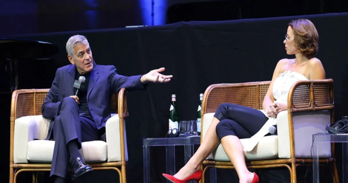 George Clooney dan Maggie Gyllenhaal di simposium The Future of Creativity yang membahas dampak AI pada industri kreatif