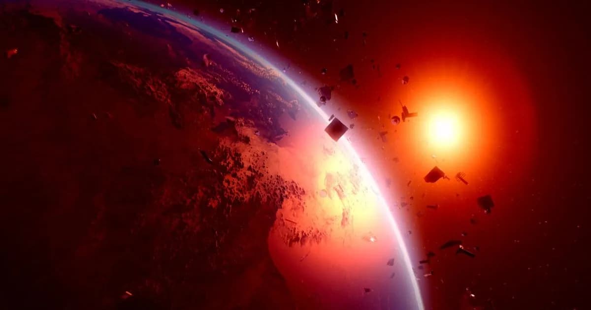 Ilustrasi puing antariksa yang mengorbit Bumi setelah satelit China Yaogan 50-02 hancur.