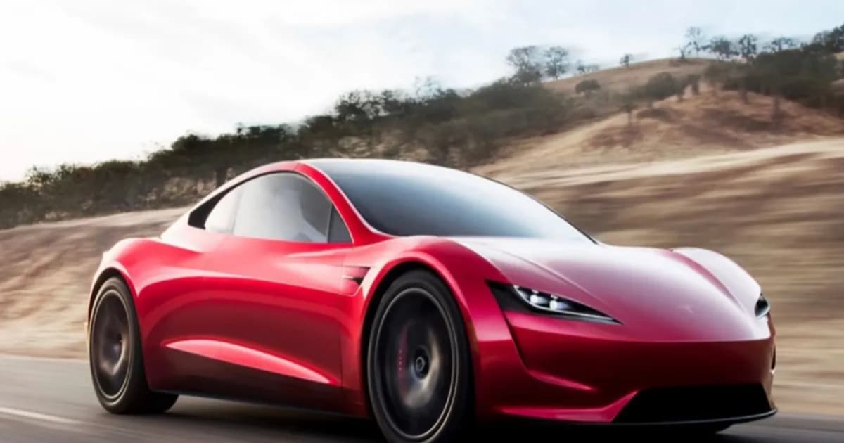 Teaser Tesla Roadster generasi kedua dengan grafis tanggal 10.01 dan tulisan Go for launch