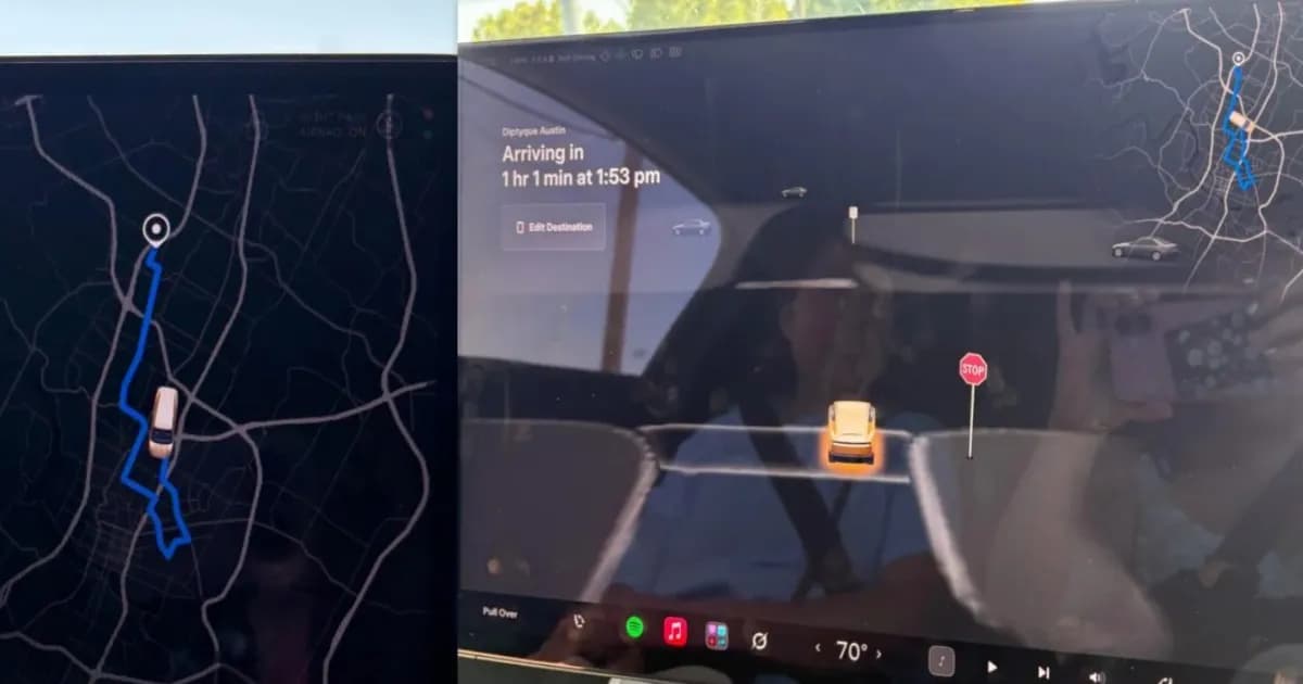 Tesla Cybercab robotaxi tanpa pengemudi di jalanan Austin