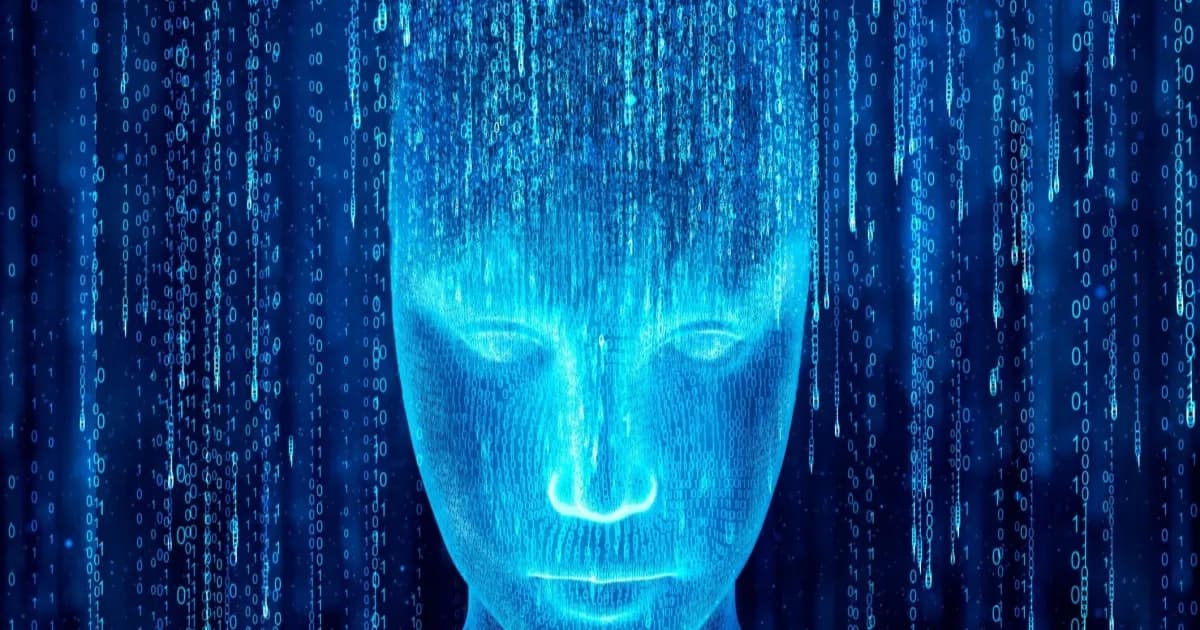 Hologram robot kecerdasan buatan muncul dari kode biner