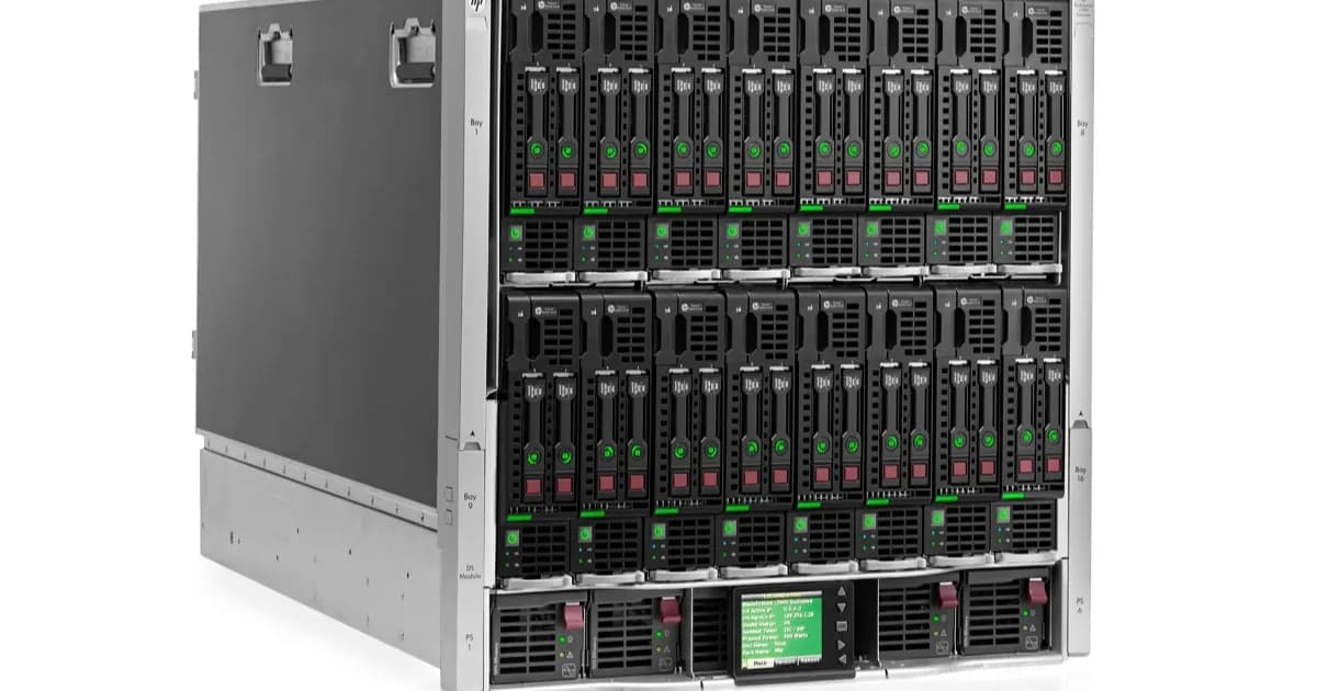 HP C7000 blade enclosure terisi penuh dengan 16 server BL460c G8
