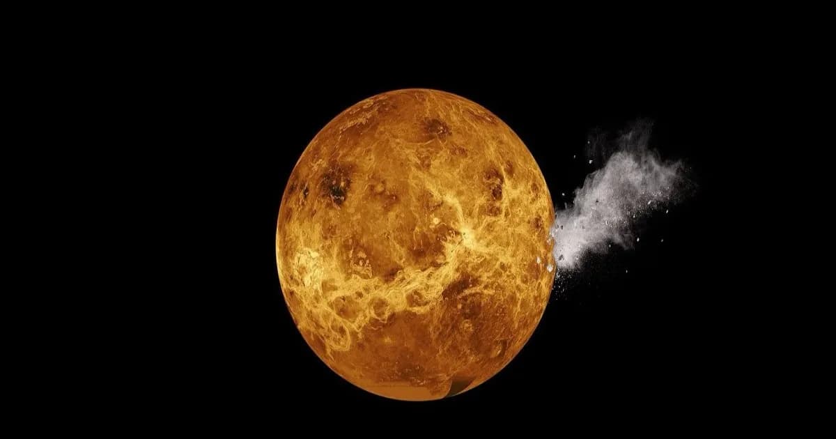 Ilustrasi bulan yang bertabrakan dengan permukaan Planet Venus.