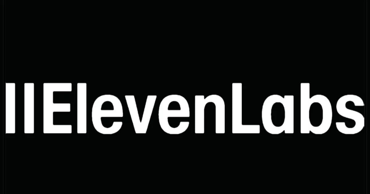 Ilustrasi logo ElevenLabs dengan grafik kenaikan valuasi menjadi 22 miliar dolar AS di latar gelap
