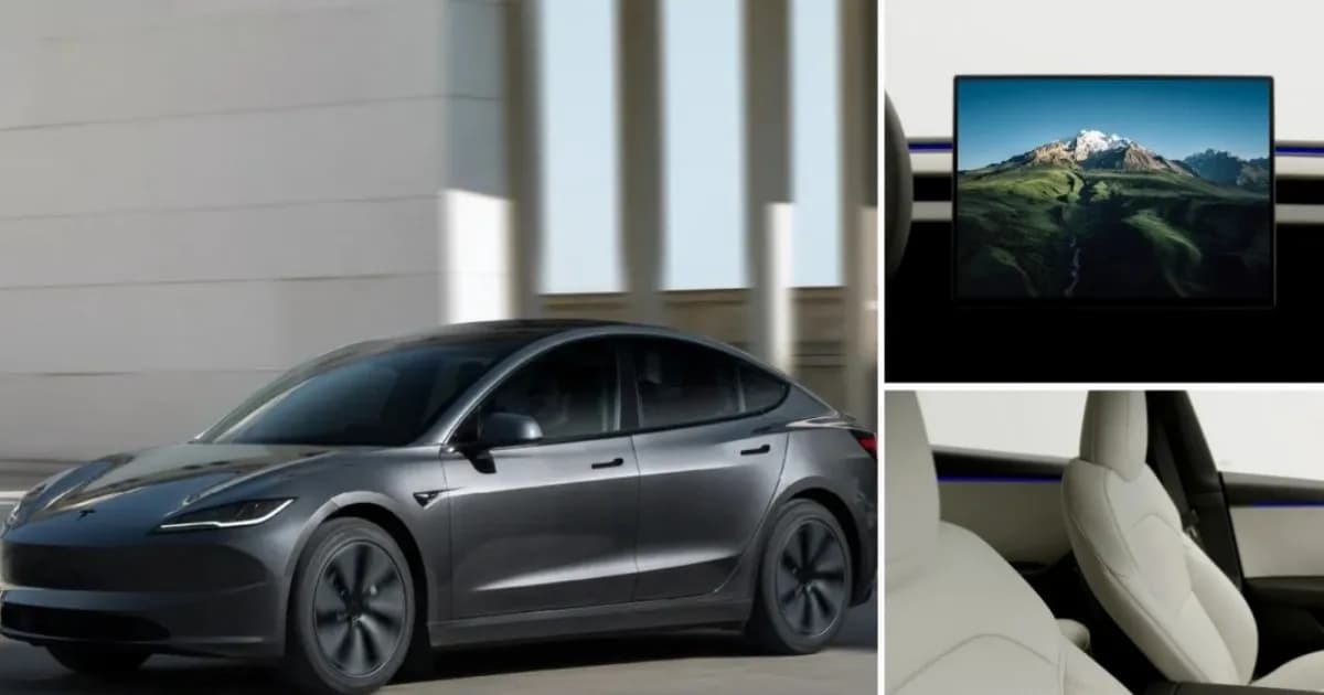 Tesla Model 3 di Tiongkok dengan layar sentuh 16 inci dan interior abu-abu terang