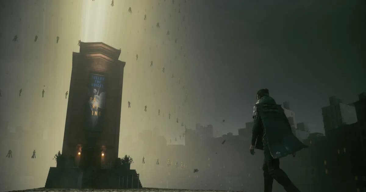 Dylan berjalan melalui Manhattan yang terdistorsi dalam game Control Resonant.