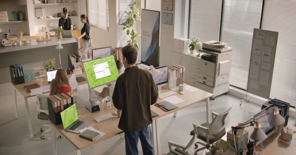 CyboPal ONE monitor 27 inci 4K 160Hz dengan lengan robotik enam sumbu di atas meja