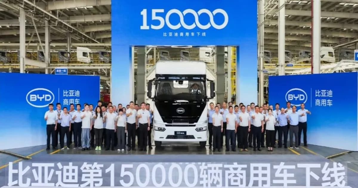 Truk listrik BYD Q3 menandai produksi kendaraan niaga NEV ke-150.000 di pabrik Huai'an